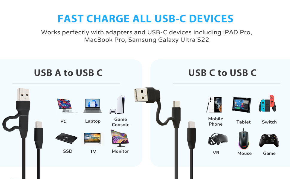 RK ROYAL KLUDGE USB C Keyboard Cable [6ft60W], 3.1A Fast Charging Keyboard Cord 2