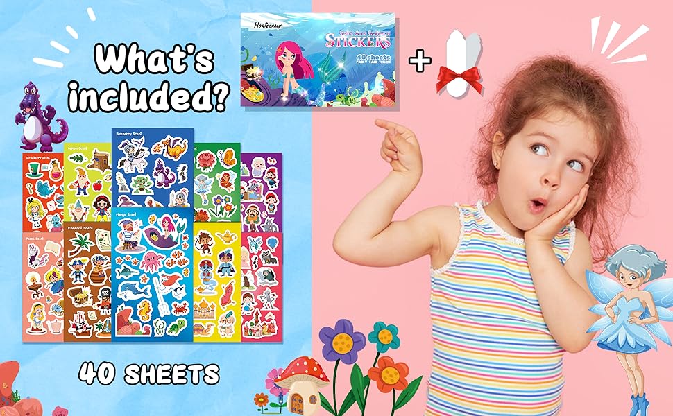 Scratch and Sniff Stickers,Stickers for Kids, HORIECHALY Scented