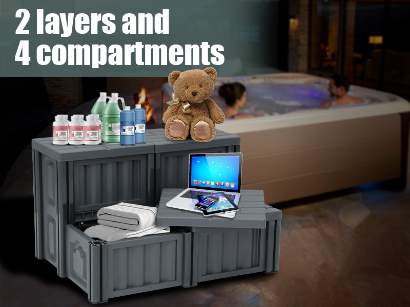 Hot Tub Steps with Storage, Multifunctional Double Cubicle