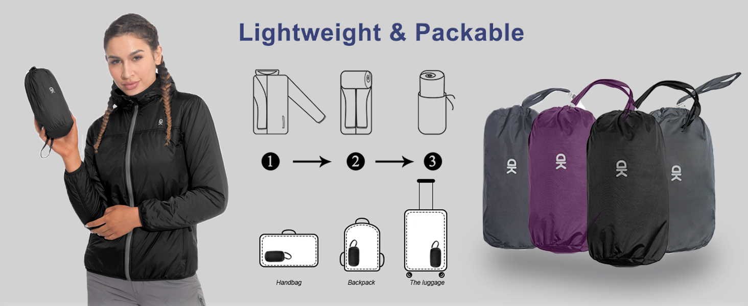 lightweight raincoat windbreaker with packable carrying