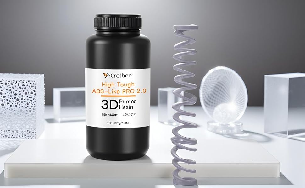 3D Printer Resin, ABS-Like Pro 2 Flexible 3D Printing Resin, Enhanced Strength and Toughness 405nm Low Odor Photopolymer Resin for DLP/LCD 3D Printers (Light-Grey, 1000g) 22 3D Printer Resin Water Washable grey