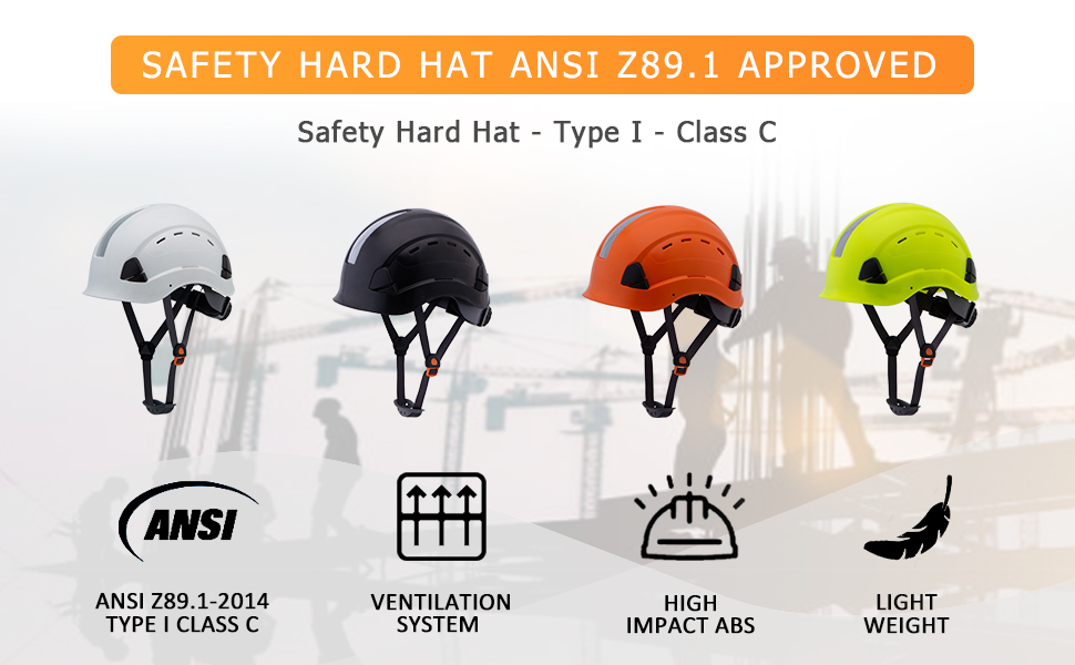 LOHASPRO Hard Hats Construction Worker OSHA Hardhat ANSI Z89.1 Approved