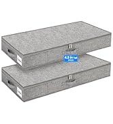 punemi Under Bed Storage Containers, 2 Pack 4.5 Inch Tall Low Profile Underbed Clothes Storage Or...