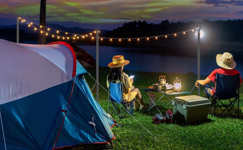 String Light Pole, Heavy Duty Light Poles for Outside with Side support