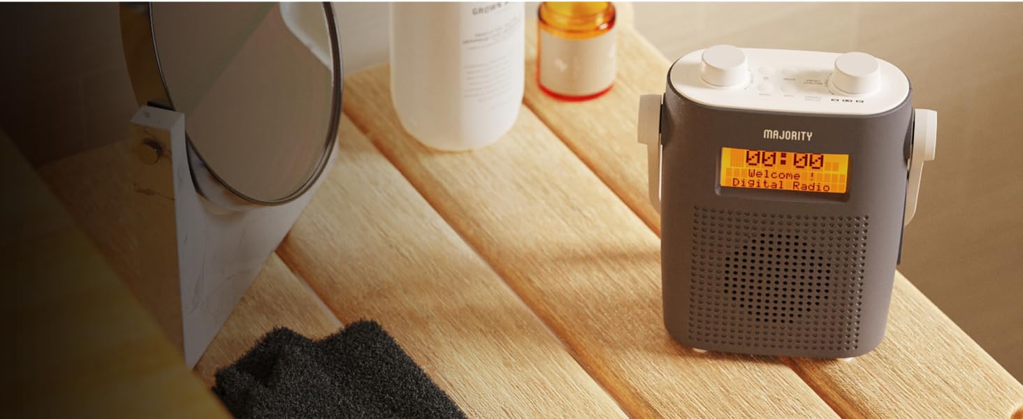 IPX5 Waterproof Portable DAB Radio Rechargeable Bluetooth Shower