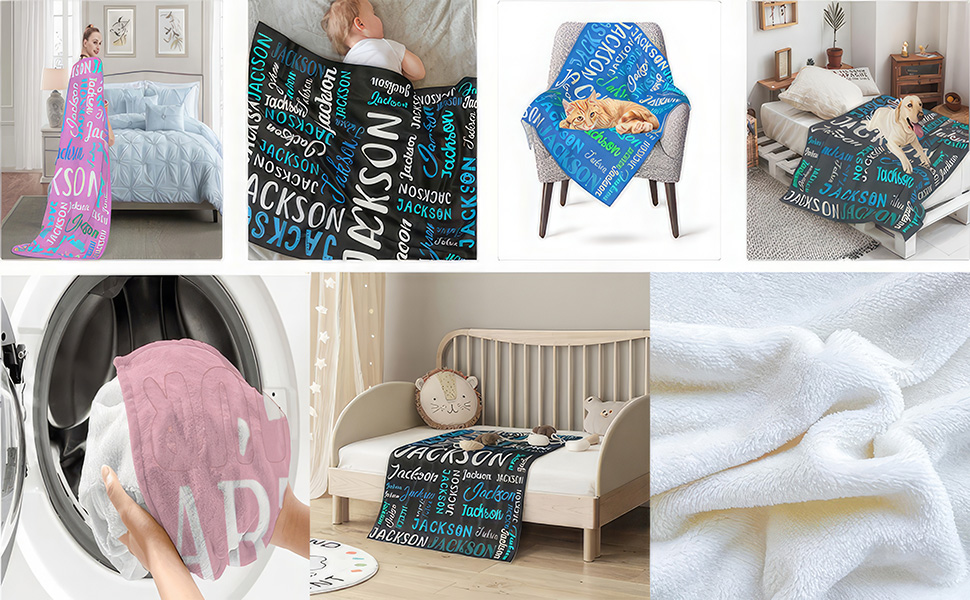 HOMINKER Personalized Blanket for Kids Adults Personalized