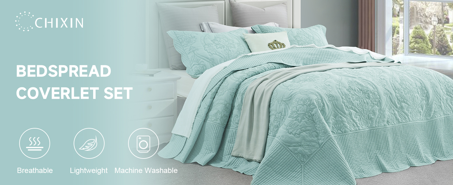 CHIXIN Oversized King/Cal King Bedspread - Lightweight & Beautiful Stitching - Luxury Damask Paisley Pattern - 128x120 I 24971c1f C750 4632 A870 48cab8d081dd. CR0,0,1464,600 PT0 SX1464 V1