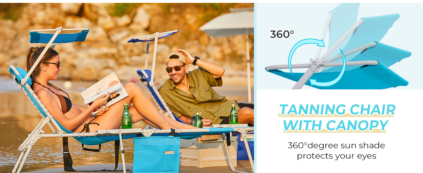 WEJOY Chaise Lounge Chair with Canopy and Side Table for Outdoor