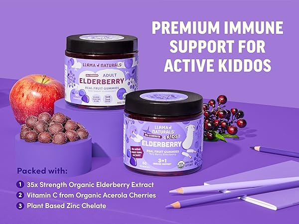 llama naturals kids elderberry gummies