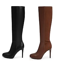 Amazon.com | Modatope Brown Knee High Boots Women Square Toe