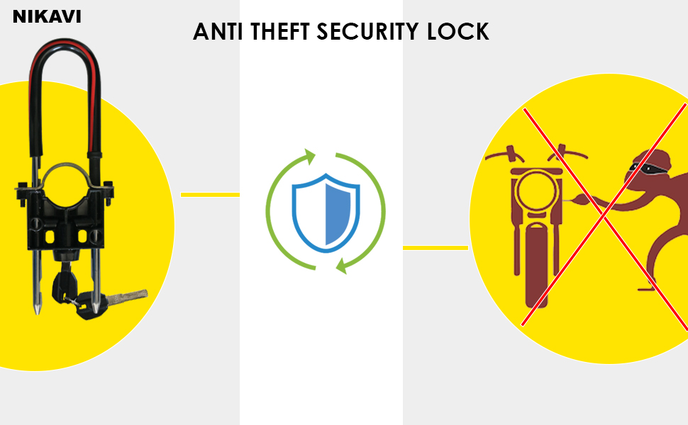 NIKAVI Motorcycle Scooter Antitheft Security Lock U Shaped, comes with