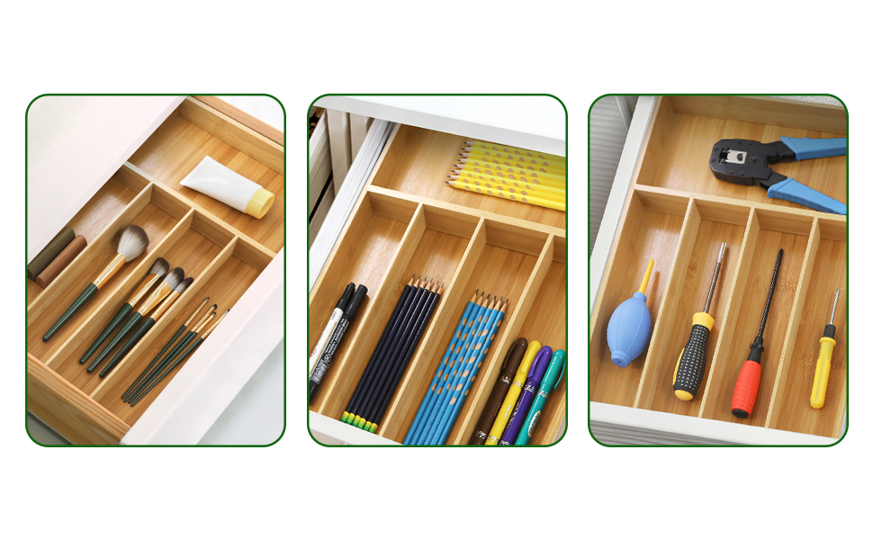 Bamboo Silverware Organizer, Utensil Holder for Drawer