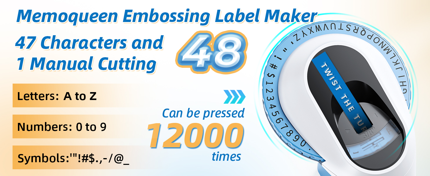 Memoqueen Embossing Label Maker Machine with 3 Tapes