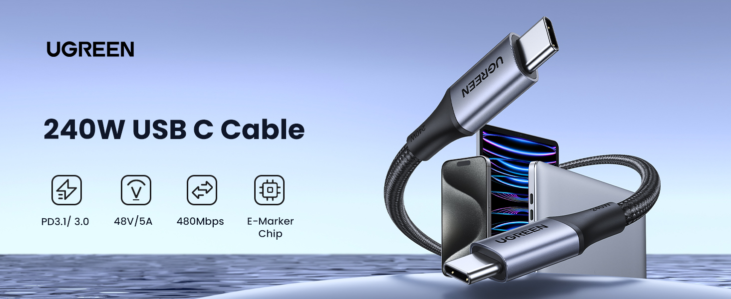 UGREEN 240W USB C to USB C Cable, Fast Charging USB C Cable