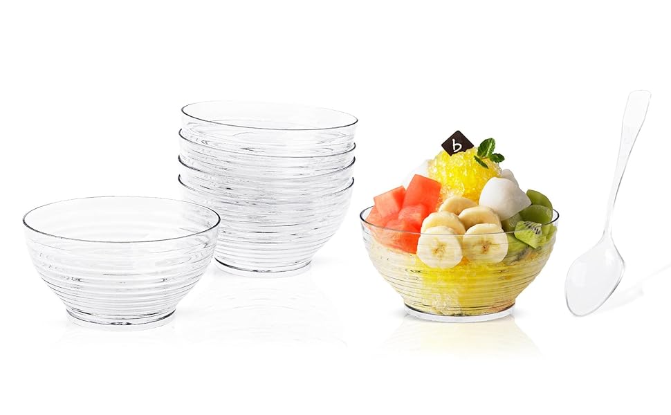 Kingrol 100 Mini Dessert Bowls with Spoons, 3 oz. Disposable Dessert Cup