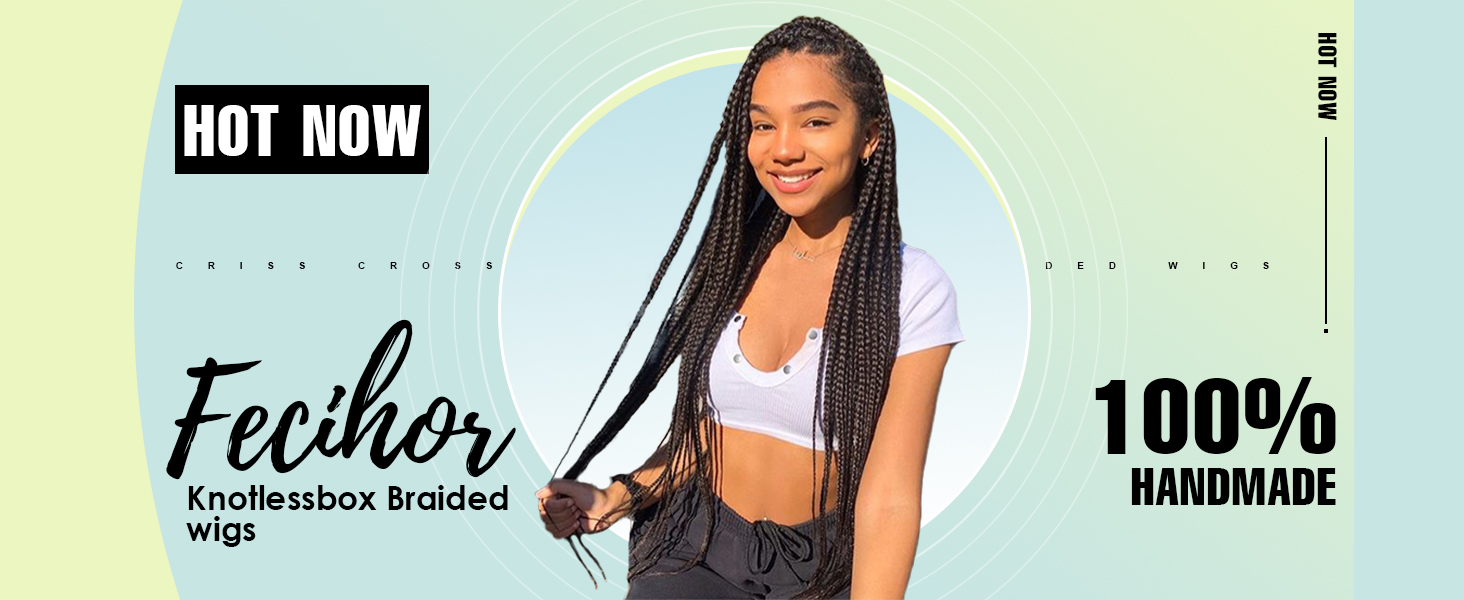 36" Knuteløs Flettet Parykk Blonde Front Box Braids Blonde Frontal Parykk for Kvinner Ekte Hår Blandet Svart Hånd Hel Dobbel Blonde Flettet Parykk med Babyhår_voghion.com