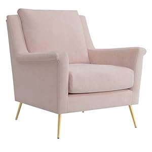 Bowery Hill Fabric Upholstered Accent Chair in Blush Pink