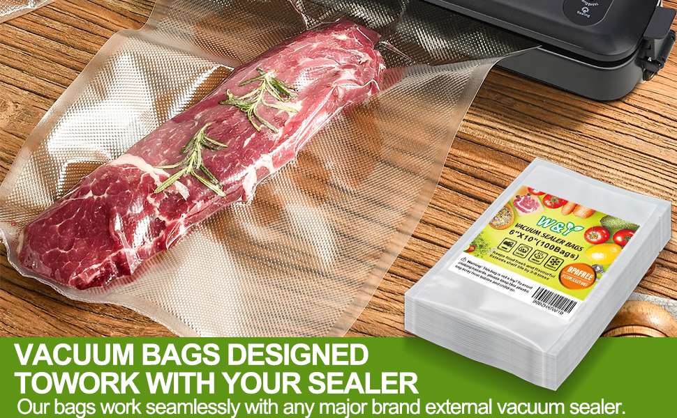W&Y Vacuum Sealer Bags for Food, 100 Count 6" x 10