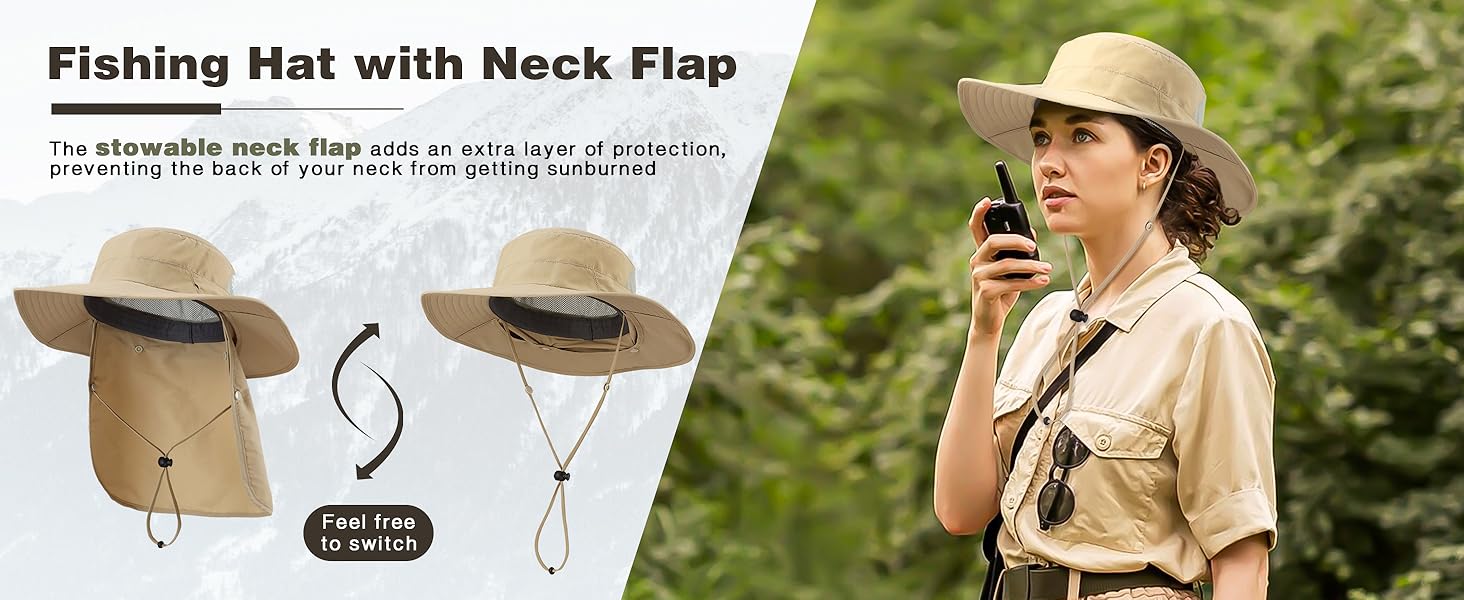 fishing hat with neck flap windproof