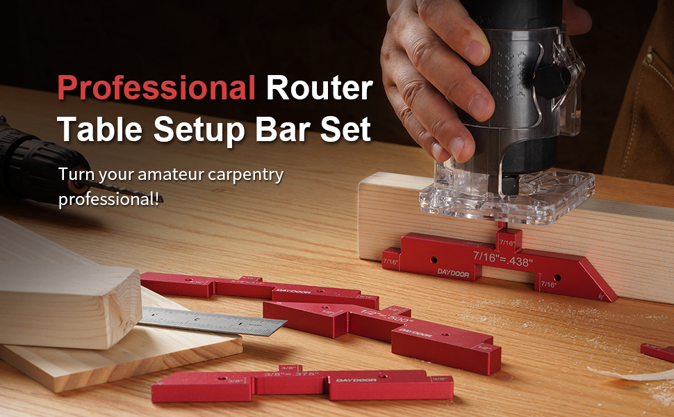 DAYDOOR Router Table Setup Bars, Aluminum Setup Blocks Woodworking