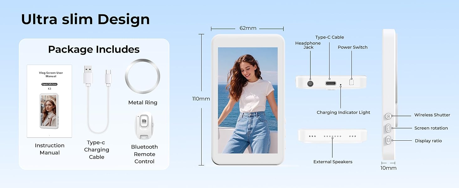 Vlog Selfie Monitor Screen for iPhone 17 Series