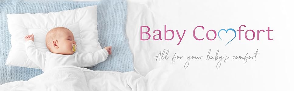 baby comfort, baby pillow, white pillow