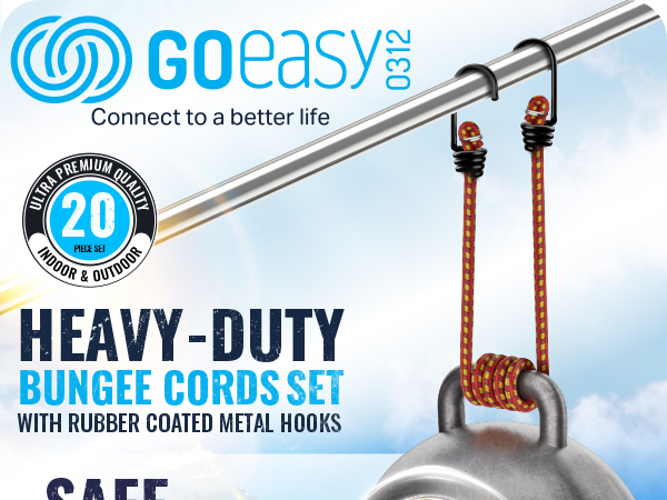 GoEasy0312 20 Piece J-Hook Bungee Cord 