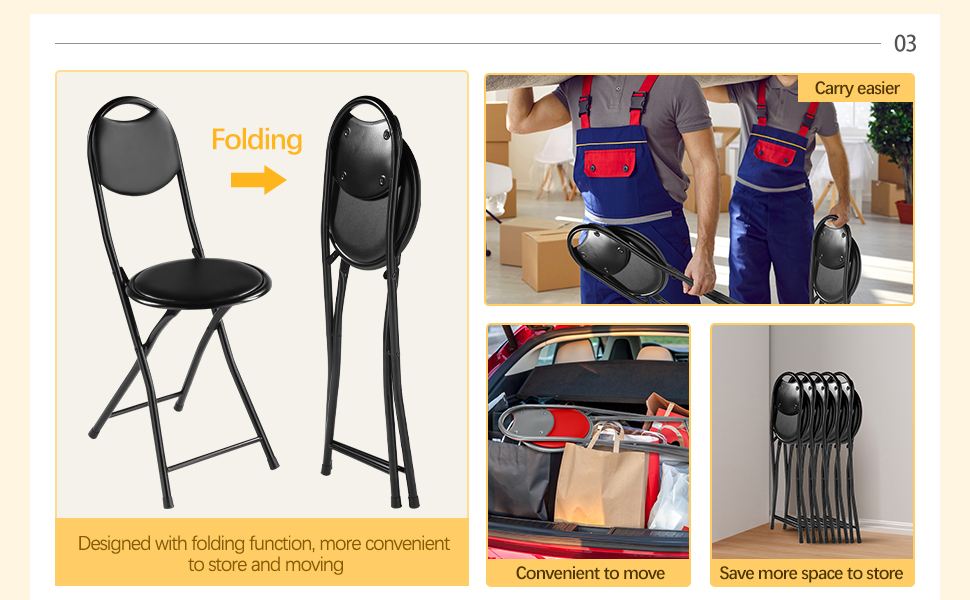 Soaoo 6 Pcs 12 Inch Folding Bar Stool Cushioned Padded