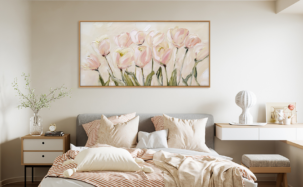 Amazon.com: CHDITB Tulip Floral Framed Canvas Wall Art, 20