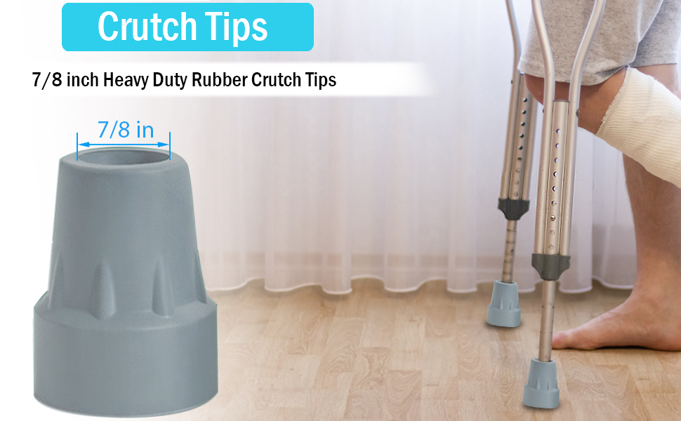 Crutch Tips, 6 Pack 7/8 inch Heavy Duty Rubber Crutch Tips