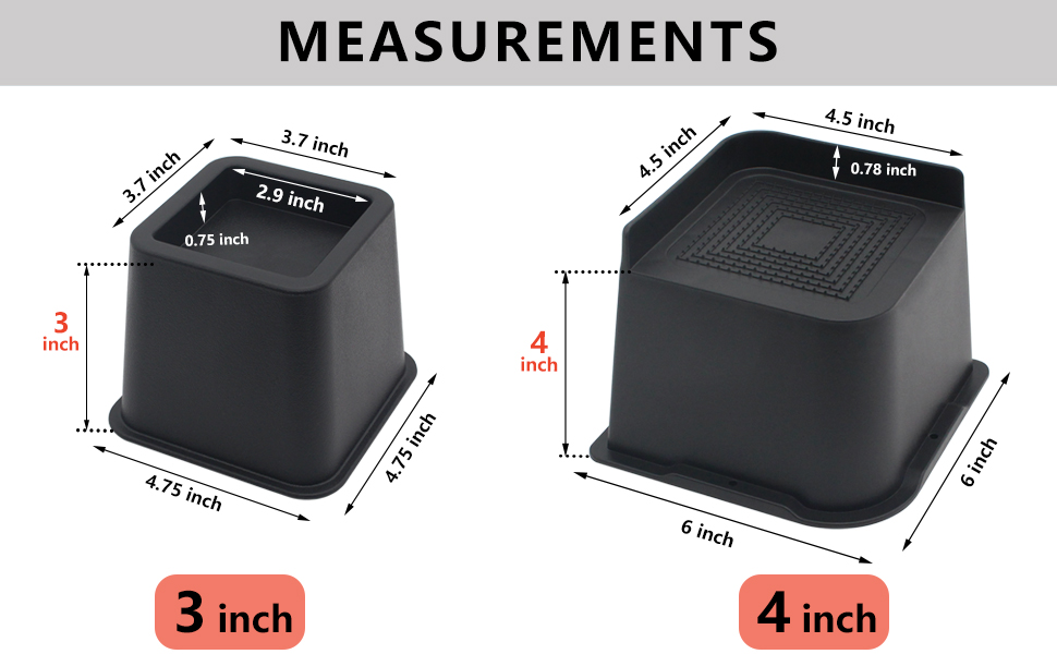 HANIHUA Bed Risers 4 inch Heavy Duty, 4 Pack Oversized