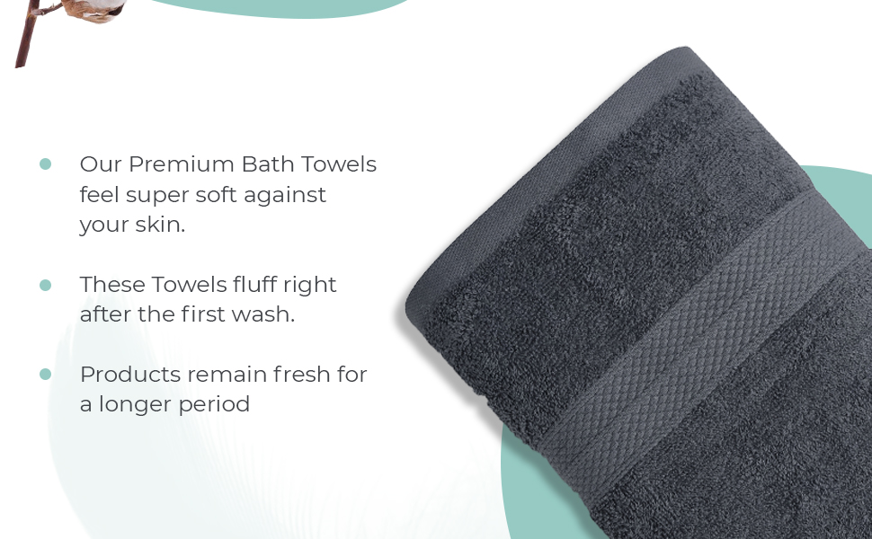 Avalon Bath Towels for Bathroom 100 Cotton Grey Bathroom