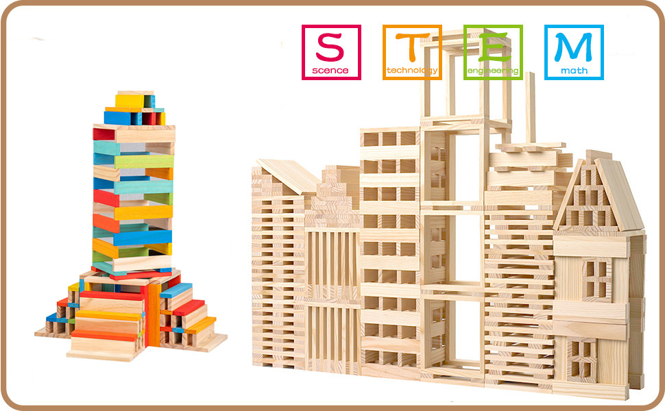 Wooden Building Blocks Set for Kids 48.100PCSStacking