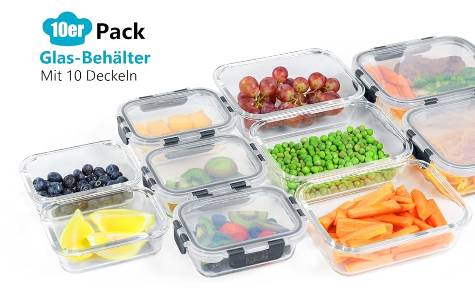 Igluu Meal Prep - Glass Meal Prep Containers 10 pack