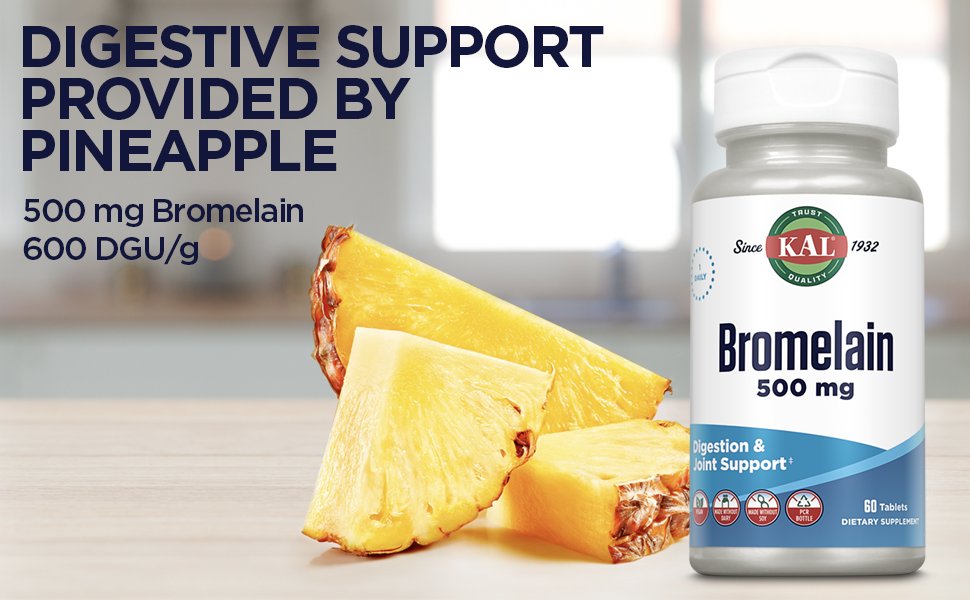 KAL Bromelain 500 mg, Digestion and Joint Support Supplement, Digestive Enzymes