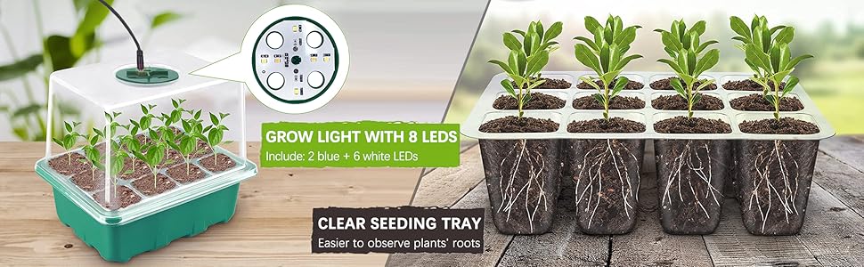Seedling Starter Trays with Grow Light 
