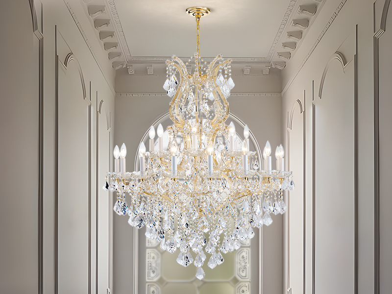 Large Gold Modern Crystal Chandelier