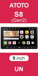 ATOTO S8 UN 9&#34; QLED Double Din Android in-Dash Navigation, Wireless CarPlay &amp; Android Auto, AI Vo...