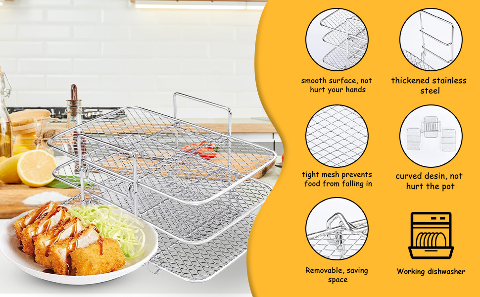 BT Chou Air Fryer Rack for Ninja Dual Air Fryer MultiLayer Double