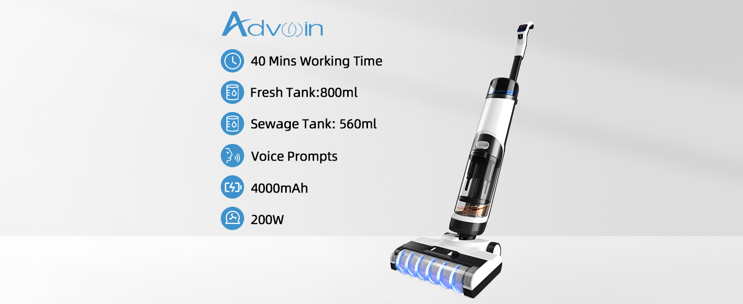 ADVWIN Wet and Dry Vacuum Cleaners, Lightweight WetDry Vacuum for Floor Cleaning with Voice