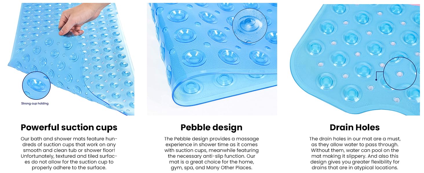 MOONLIGHT20015 Shower Bath Mat Non Slip Anti Mould & Mildew with Strong