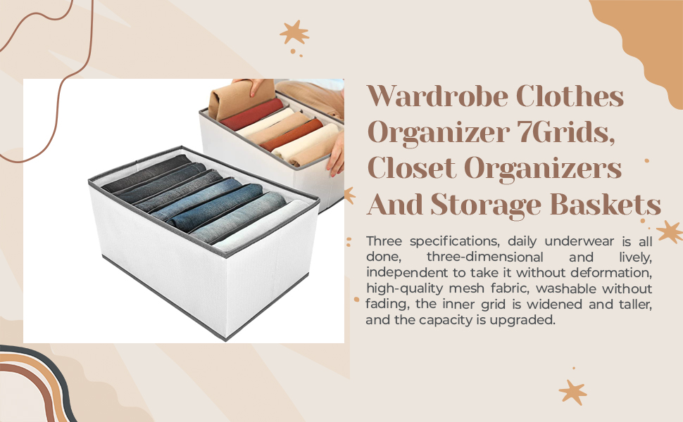 Boniry Wardrobe Clothes Organizer 7 Grids,Closet Organizers & Storage