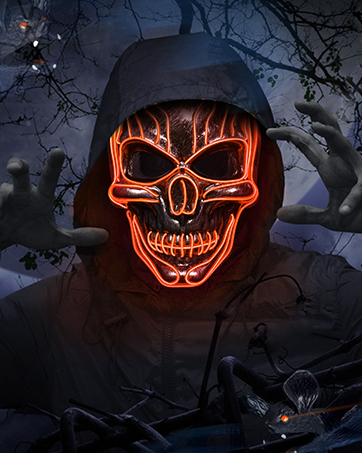 Deago 3 Modes Halloween Scary Mask Cosplay Wire Led Light Up Costume Party  Mask Purge Movie