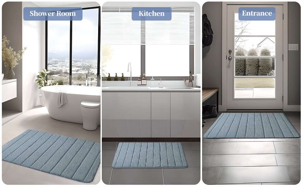 XYORAINN Memory Foam Bath Mat, 24" x 17"Beige Bath Rugs