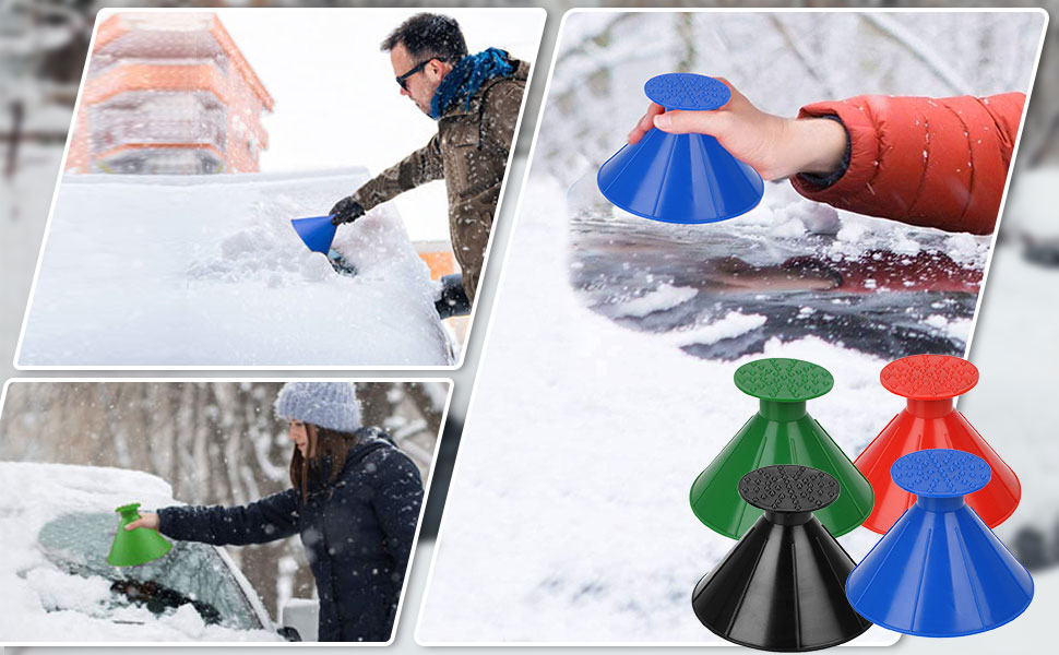 4 Pack Magical Car Ice Scraper, 2 in 1 Portable Ice Scraper Car Snow
