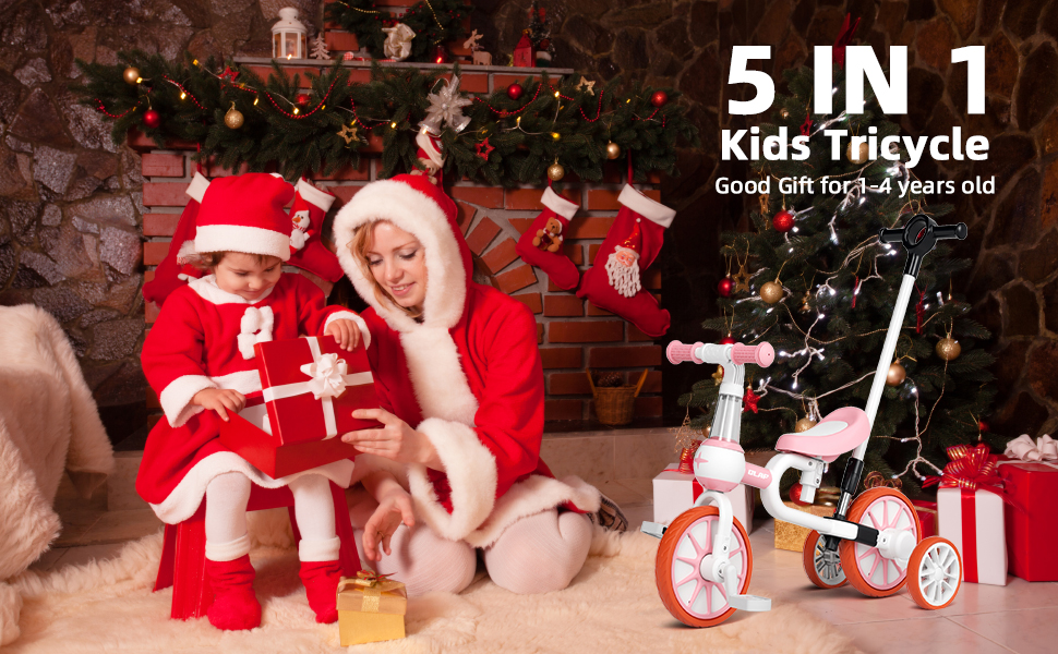 GLAF 5 in 1 Kids Tricycle for 2+ Years Old Boys Girls Toddler Tricycles