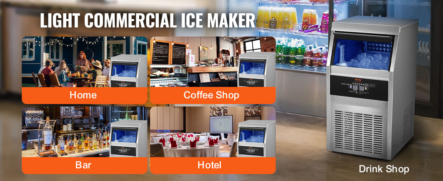 VEVOR Commercial Ice Maker, 80lbs/24H, Ice Maker Machine, 40 Ice Cubes