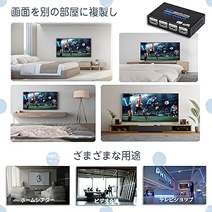 Amazon | J-Wonlyus 1x4 HDMIスプリッター HDMI 分配器 1 入力 4