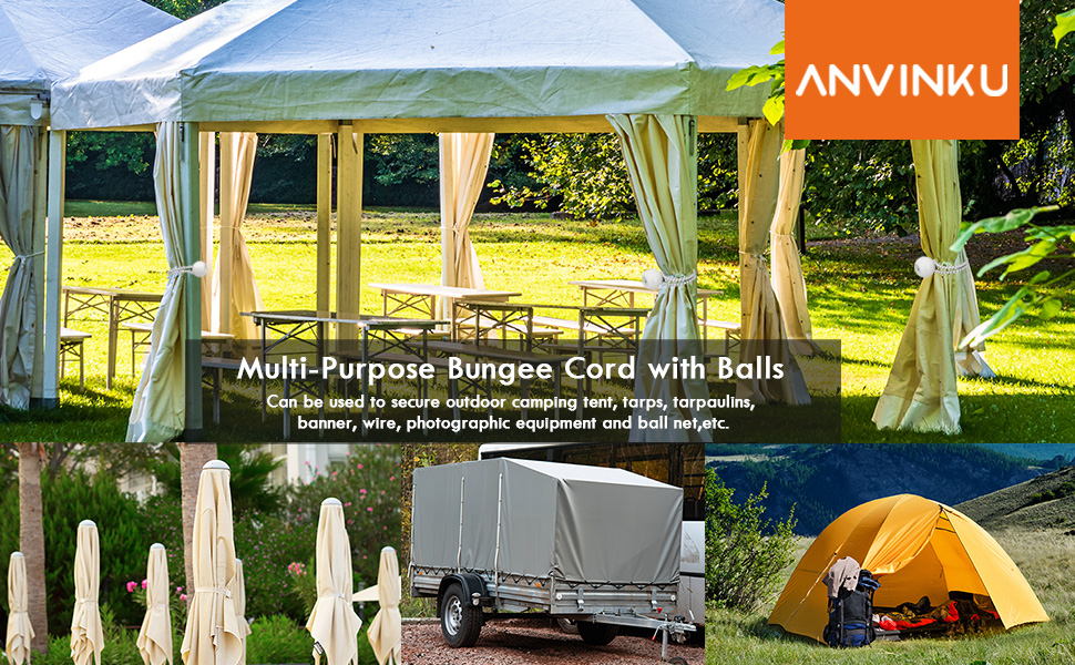 ANVINKU Bungee Balls, 50 Pcs Bungee Cords with Balls 5.9 Inches, Latex