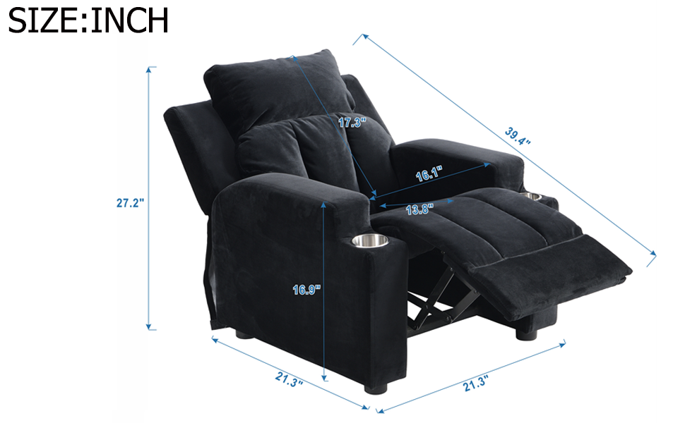 ZMIZAKOY Toddler Recliner for Age 3+, Upholstered Couch Kids Recliner Chair, Kids